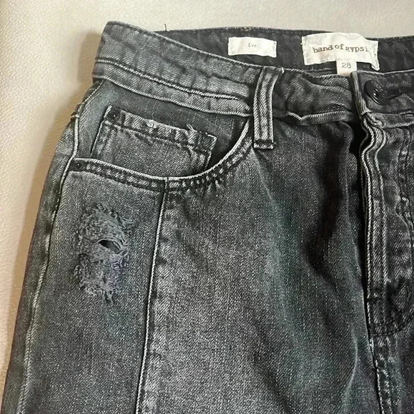 Band of Gypsies Black Denim Skirt size 28 like new - Picture 2 of 9